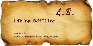 Láng Bálint névjegykártya